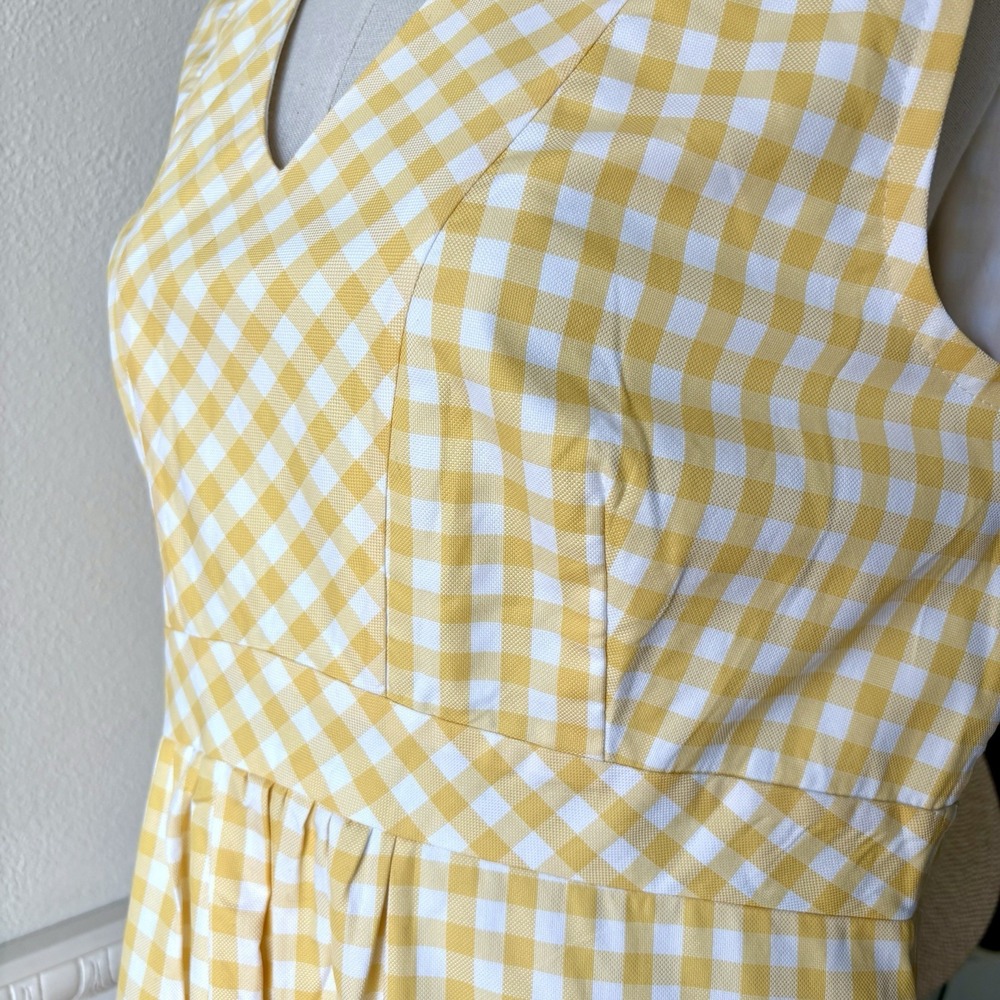 Handmade Yellow Gingham Cotton Prairie Dress Cottage Empire Waist State Fair Win - Picture 5 of 9
